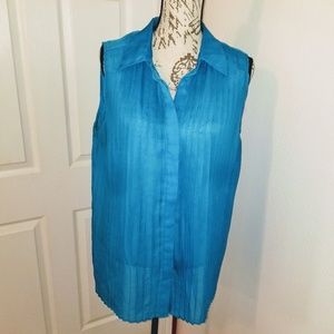 Lane Bryant Accordian Pleated Sleeveless Top S 18